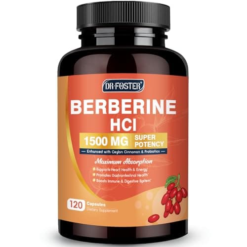 DRFOSTER Berberine HCL 1500mg, Berberine Supplement with Ceylon Cinnamon, Magnesium & Probiotics - Supports Gut Health & Immune System, Non-GMO, 120 Capsules