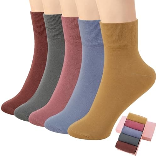 HUGSWEET Thin Soft Cotton Crew Socks for Women Ankle above Bootie Socks Gifts for Women 5-10 Pairs - Image 1