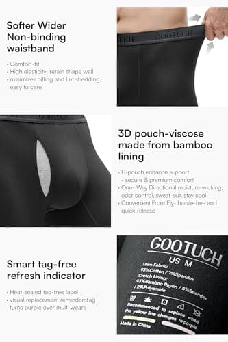 GOOTUCH Mens Boxer Briefs Underwear Pack, Odor Control Cotton Breathable Underwear, Moisture Wicking Silver-Ion Tech, 6.5 inch No Ride-Up (Black,4 pack, S) - Thumbnail 6
