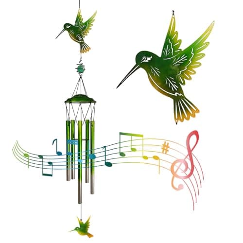 Hummingbird Wind Chimes, Outdoor Metal Wind Chimes Decor for Outside/Indoors, Home, Lawn, Porch, Patio, Gifts,Garden,Yard Decoration (Green Hummingbird) - Image 1