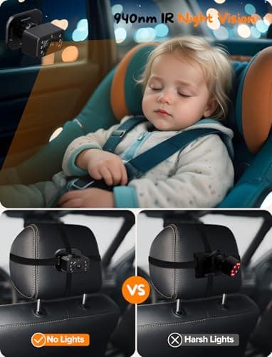 Kidsneed Baby Car Camera 7-Inch Baby Monitor for Car with USB Plug and Play Easy Setup 360 Degree Rotating Backseat Camera Two Kids HD 1080P Rear Facing Seat Cameras - Thumbnail 4