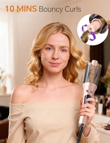 Automatic Rotating Curling Iron 1-inch - LANDOT 2-Way Anti-Tangle Self Curling Wand, Effortless Curls for Special Occasions, Dates & Vacations, Fast Heat-Up Ceramic Barrel for Gorgeous Styles - Thumbnail 2