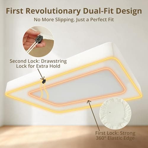 Upgraded 100% Egyptian Cotton Drawstring Fitted Sheet Queen with 360°Elastic Strap to Stay Tight, Queen Fitted Sheet Only Fits 8" to 14" Mattress,No Slippage, Luxury Soft and Comfortable - Thumbnail 2