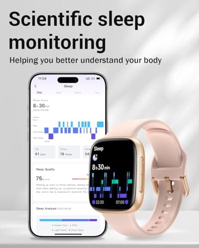 Smart Watch for Women, 1.85" AMOLED Ultra-Clear Screen Smartwatch Compatible iPhone/Samsung/Android, 100+ Sport Modes Fitness Tracker with Heart Rate/SpO2/Sleep Monitor, 3ATM Waterproof, 2 Bands - Thumbnail 5