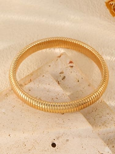 Bracelets Sets 14K Gold Plated Toned Bangle Coiled Design Minimalist Aesthetic Elegance Gift - Thumbnail 5