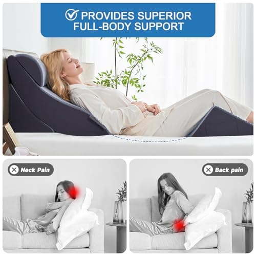 Paxato 4PCS Bed Wedge Pillow Set for After Surgery, Orthopedic Wedge Pillows for Sleeping, Back, Neck and Leg Pain Relief, Adjustable Memory Foam Support Pillows for Acid Reflux, GERD & Snoring, Grey - Thumbnail 6