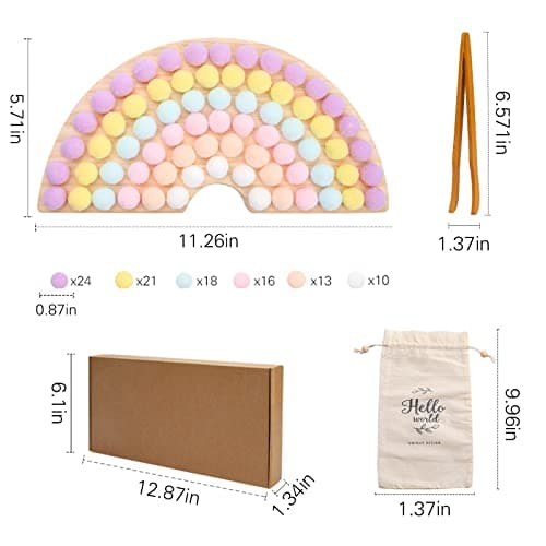 ibwaae Wooden Peg Board Beads Game Color Sorting Toys Counting Matching Game Bead Counting Fine Motor Skill Montessori Toys for Toddlers (Macaron Color) - Thumbnail 6