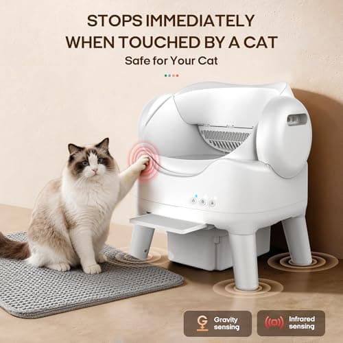 RPZ Automatic Self-Cleaning Cat Litter Box for Large Cats & Multi-Cat Homes, Smart Electric Auto Cleaning Litter Box with Litter Mat & 2 Cleaning Solutions, Ideal for Busy Homes & Apartments - Thumbnail 3