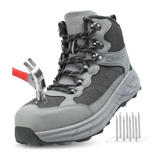 Steel Toe Work Boots for Men Non Slip Puncture Proof Safety Work Shoes for Men with Indestructible Construction Comfortable Perfect for Outdoor, Hiking, Construction Black 8.5 - Image 1