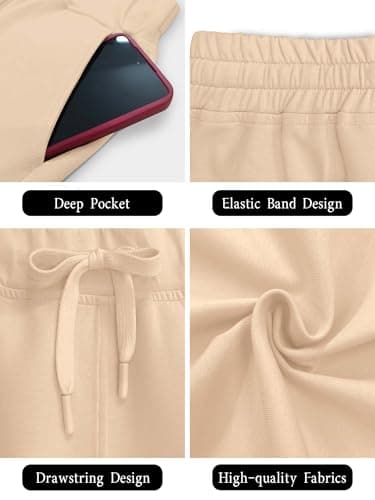 COCOMARTS Womens Summer Shorts Casual Hiking Cargo Athletic Sweat Shorts Drawstring Beach Vacation Trendy Outdoor Outfits Apricot X-Small - Thumbnail 6
