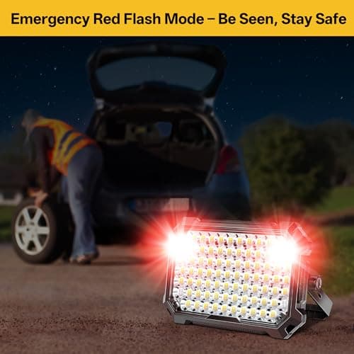 NICKLUC LED Work Light Rechargeable Outdoor, 13000mAh Work Flood Lights 10000LM with 4 Light Modes for Camp Essentials, IP65 Waterproof LED Lantern for Emergency, Power Outages, Car Repair, Tent - Thumbnail 5