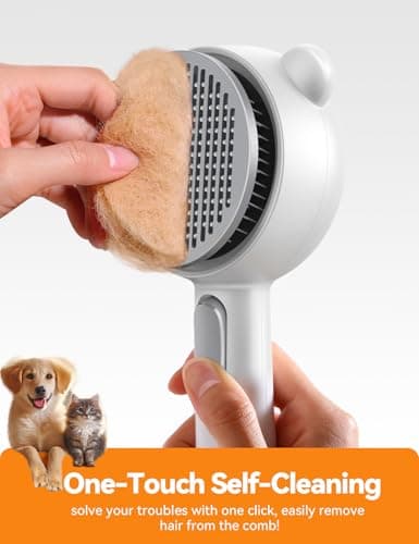 Cat Steam Brush, Brushes for Indoor Cats with Release Button, Dual Speed Spray USB Rechargeable Grooming Supplies, Cat Brush for Shedding Suitable for All Long-haired and Short-haired Pets - Thumbnail 2
