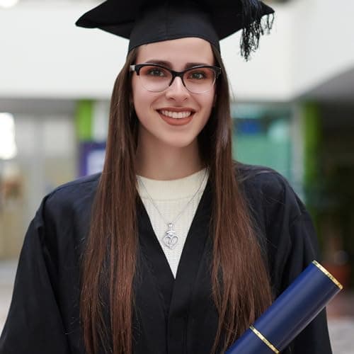 M MOOHAM 2026 Graduation Gift for Her, 14K White Gold Plated Graduation Cap Necklaces Initial D Graduation Necklaces Class of 2026 High School College Graduation Gifts - Thumbnail 3