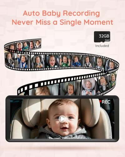 Babyvue BV3 MAX Dual Car Camera Baby Monitor with Recording, 7.2" Split Screen Backseat Camera, 1080P IR Night Vision, Easy Setup for Twins & 2 Kids - Thumbnail 5
