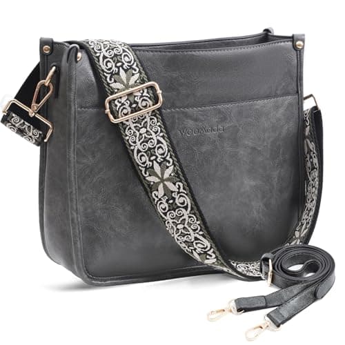 WOOMADA Crossbody Bags for Women Vegan Leather Handbag Trendy Hobo Shoulder Bag with 2 Adjustable Strap(1pc-dimgrey) - Image 1