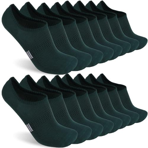 Sunew No Show Invisible Socks Women Men Low Cut Liner Socks Non Slip 8 Pairs Dark Green Medium - Image 1