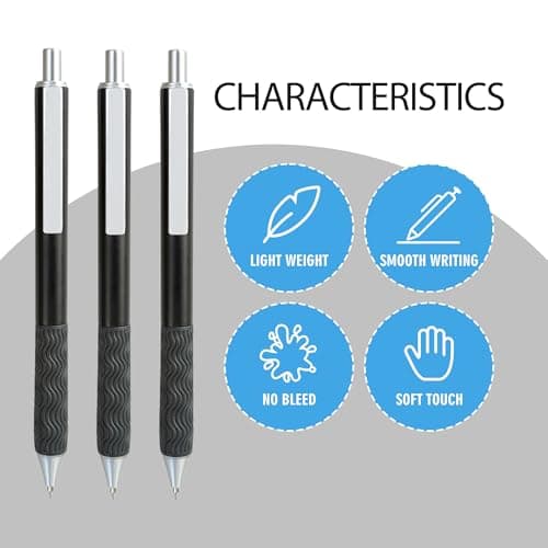HZDIYAKE Black Gel Pens, 50 Pack Black Pens Bulk 0.5mm Black ink Fine Tip Pen, Smooth Writing, Click Gel Ink Roller Ball Pen for Office, nurses, families, and school diaries - Thumbnail 6
