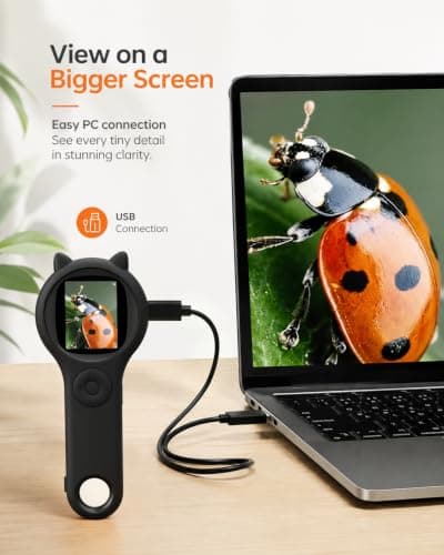 Digital Microscope for Kids School Projects, 500X Portable Microscope with 2" IPS Screen, STEM Science Tool for Kids Age 6-12 (Black) - Thumbnail 6