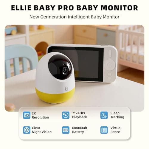Ellie Pro Baby Monitor with Camera and Audio,5'' IPS 2K UHD Resolution,6000mAh Battery, Remote Pan-Tilt-5X Zoom, 2-Way Talk,No WiFi, Night Vision, Virtual Fence 24hr Play Back and 1000ft Range - Thumbnail 2