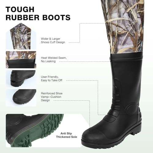 Lekesky Fly Fishing Chest Waders with Boots for Men Women, US Sizes 5–14,2-Ply Nylon/Pvc Waterproof Waders (Camo, M11) - Thumbnail 3