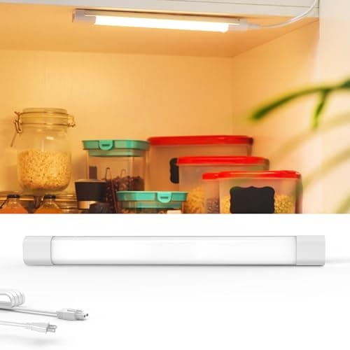 Snyloe 12" Under Cabinet Light Plug-in, 6.5W 500LM, Dimmable (100%/50%), Energy Efficient, 5FT Power Cord and 12" Linking Cord, Lightweight Design, Linkable Up to 30 Units, YT-4101-12