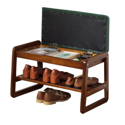 latifolia Shoe Rack Bench, Entryway Shoe Bench with Cushion, Flip-Open Storage Compartment, 2-Tier Shoe Organizer(Green,21.65''L) - Image 1