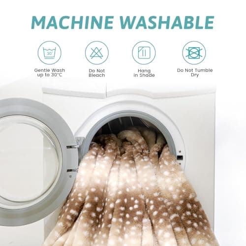 COZY KISS Luxury Faux Fur Blanket Deer Print, Waterproof Pet Blanket Washable, Woman Sofa Bed Couch Throw, Liquid Pee Proof for Large Dog or Cat, Reversible, Super Soft, 60x80 inch, Brown - Thumbnail 6