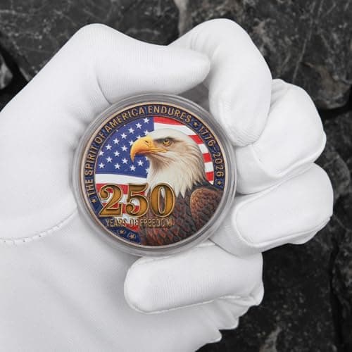 USA 250th Anniversary Commemorative Coin,Patriotic Bald Eagle & Statue of Liberty Design with U.S. Flag and Liberty Bell,1776–2026 America 250 Years of Freedom Coin - Thumbnail 4