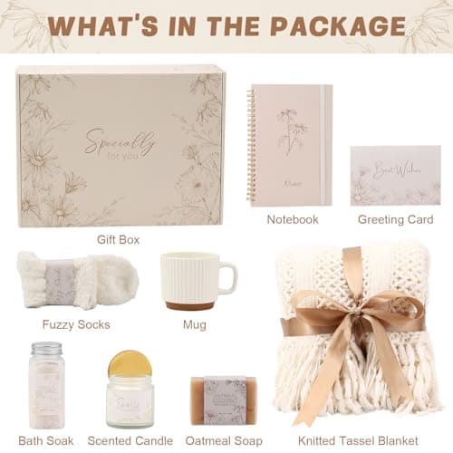 Cozy Self Care Gifts for Women, Spa Care Package Relaxation Thinking of You Gifts for Women, Unique Birthday Get Well Gift Baskets for Her Mom Best Friends Girls - Thumbnail 2