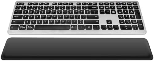 Wireless Keyboard, Bluetooth Keyboard with Leather Palm Rest, Backlighting, Multi-Device Pairing, USB C Rechargeable, for Windows, Mac, iOS, Android, Chrome, Office, Students, Long Hours Typing - Image 1