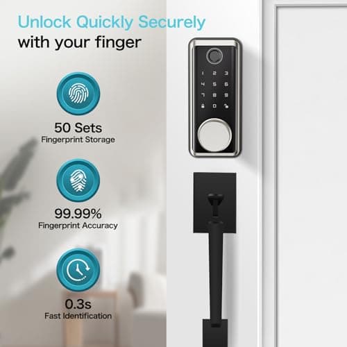 Keyless Entry Door Lock Deadbolt with Handle Set, Smart Locks for Front Door, Digital Door Lock with Keypad Set, Door Code Lock with Touchscreen, Compatible with Alexa, Satin Nickel - Thumbnail 2