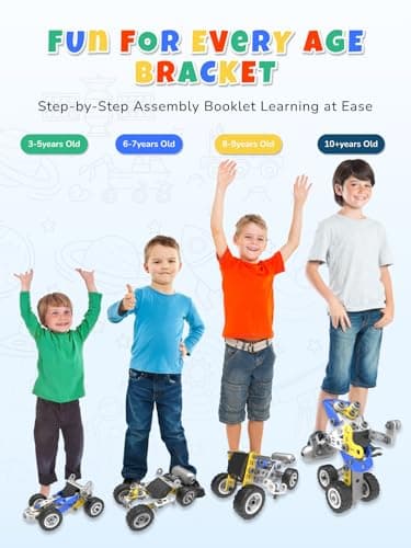 10 in 1 STEM Toys for 5 Year Old Boy, Building Toys for Kids Ages 4-8 5-7 6-8, STEM Engineering Construction Kit with Electric Motor, Educational Science Gift for 5 Year Old Boys - Thumbnail 5