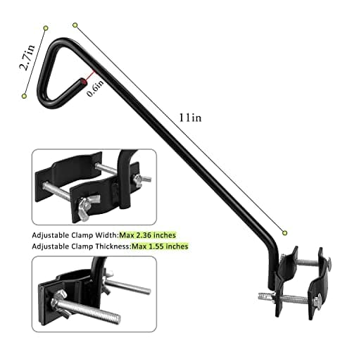 2 Packs 11 Inch Fence Deck Hook Rail Hanging Mounting Kit Heavy Duty Bird Feeder Hook Decorative Hanger for Bird Feeders Planters Suet Baskets Lanterns on Balcony Porch Railing Fence - Thumbnail 6