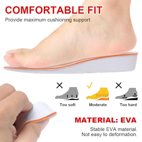Height Increase Insole 2.5cm Breathable High Full Shoe Insoles Shoe Inserts Cushion Pads Lift Kits Elevator Insoles for Women US4-7 - Thumbnail 2