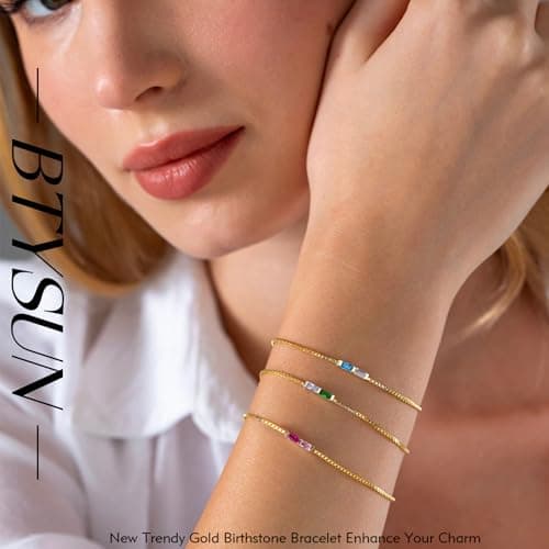 January Birthday Gifts for Women, September Birthstone Bracelets for Women Dainty Gold Bracelet with Sapphire Garnet Best Friend Birthday Gifts Stocking Stuffers for Wife Daughter Granddaughter Niece Christmas Jewelry - Thumbnail 2