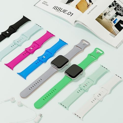 Sport Band Compatible with Apple Watch Bands 40mm 38mm 41mm 42mm 44mm 45mm 49mm for Women Men,Soft Silicone Waterproof Replacement Strap for Apple Watch Series 11 10 9 8 7 6 5 4 Ultra 3 2 1 SE - Thumbnail 2