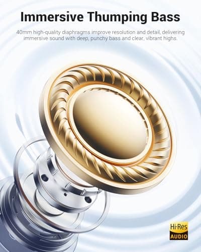 Wentronic Y01 Wireless Noise Canceling Headphones Bluetooth 5.3 Over Ear Headphones with Microphone, Hi-Res Audio, 48H Playtime, Foldable Comfortable Earpads,Compatible with iOS,Android,PC, Blue - Thumbnail 5