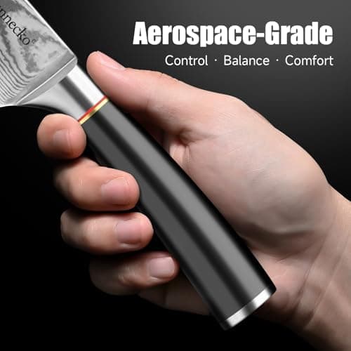 Sunnecko 8 Inch Chef Knife, Japanese Damascus VG10 Professional Kitchen Blade for Meat Vegetable Slicing, Ultra Sharp Cooking Tool with Manual Sharpener & Gift Box Packaging, Multi-purpose Chefs Knife - Thumbnail 5