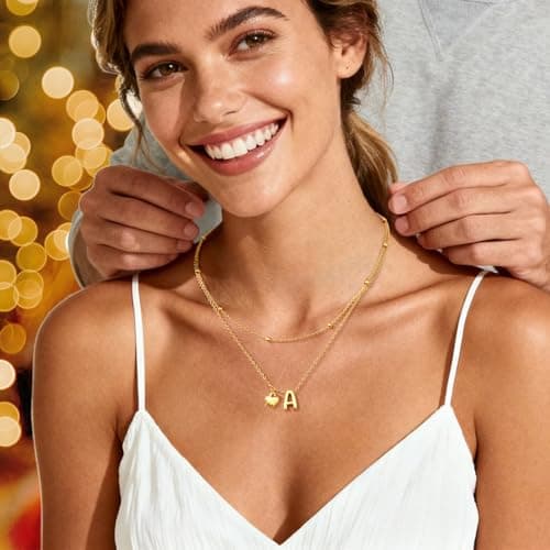 adoyi Easter Basket Stuffers Heart Initial Necklaces for Women Dainty 14K Gold Plated Heart Initial Necklaces Layered Letter Z Pendant Necklace Stack Birthday Valentines Gifts for Women Jewelry - Thumbnail 5