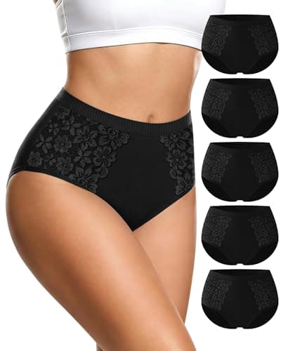 MEIYATING Women's Underwear Pack Cotton Bikini Panties Hipster Breathable Ladies Postpartum Post Partum Briefs, Black, S - Image 1