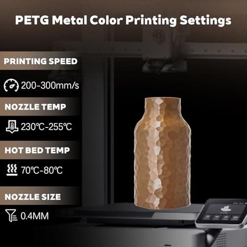 Brown Metal Like PETG Filament 1.75mm High Intensity 3D Printer Filament, 1kg (2.2lbs) Spool Toughness Enhanced Metallic PETG 3D Printing Filament Beginner Friendly - Thumbnail 2