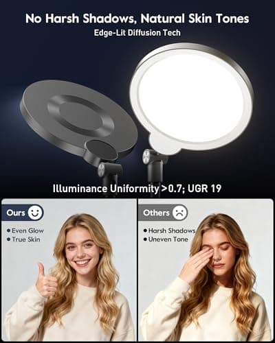 2 Packs Desk Ring Light with Stand for Conference, Adjustable Desktop Light with Phone Holder for Video Calls, Zoom Lighting for Computer/Laptop, Video Light for Recording, Podcast,Photography - Thumbnail 3