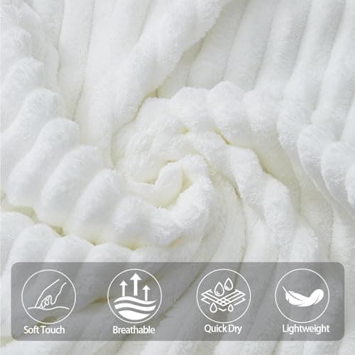 NALIVO 4 Pack Microfiber Bath Towels, 30x60 Inches Oversized Bath Sheets for Adults, Super Absorbent & Quick Dry Shower Towels, Lint Free Lightweight Body Towels for Bathroom, Gym & Travel (White) - Thumbnail 5