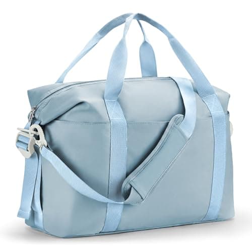 Percover Weekender Travel Duffel Bag for Women, Lightweight Soft-Structure 33L Carry-On, Water-Resistant Nylon with Shoulder Strap & Trolley Sleeve, Personal Item Friendly, Sky Blue - Image 1