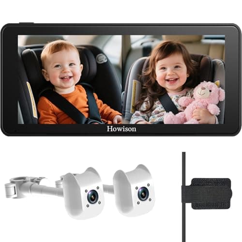 Howison 6.86'' Dual Car Camera Baby Monitor, 1080P Baby Car Camera with IR Night Vision, 150° Wide Angle, USB Powered, Easy to Install, Real-Time Rear Seat Monitoring, Safety for Kids and Newborns - Image 1