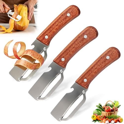 3 PCS Peeler with Wooden Handle, Bottle Opener, Vegetable Fruit Skin Peeling, Stainless Steel Blade Kitchen Tool - Image 1