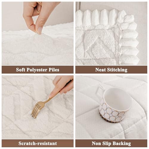 SHACOS 29.5"x84.6" Couch Covers for Dogs Cats Non Slip Washable, Soft Fuzzy Pet Couch Covers for 3 Cushions Sofa, Sofa Slipcovers Pet-Friendly Couch Protector, Cream White - Thumbnail 2