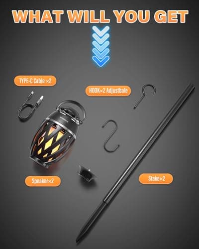 Father's Day Gifts for Dad, 2026 New Outdoor Bluetooth Speaker with Flame Lights, Cool Birthday Gifts for Men Him Her Boyfriend Husband, Patio Garden Camping (2 Pack) - Thumbnail 5