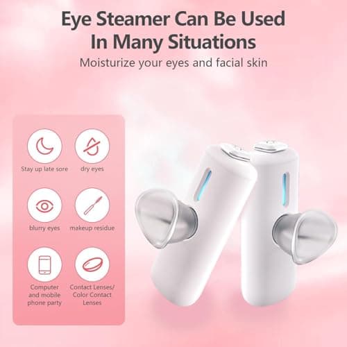 Nano Eye Mist Sprayer - Portable Cool Mist Humidifier for Dry Eye Relief, USB Eye Care Device for Moisturizing & Soothing, Mini Facial Steamer for Eye Fatigue, White - Thumbnail 3