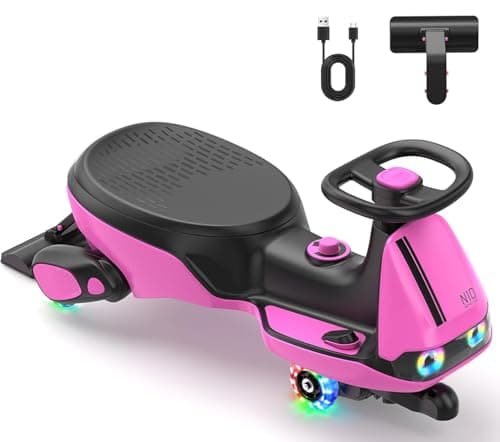 FanttikRide N10 Classic Electric Wiggle Car with Pedal, Type-C Rechargeable Battery, One-Click Detachable Mop, GlideWiz, Anti-Rollover, Flashing Wheels, Bluetooth, Ages 3+, 150 Lbs, Pink - Image 1